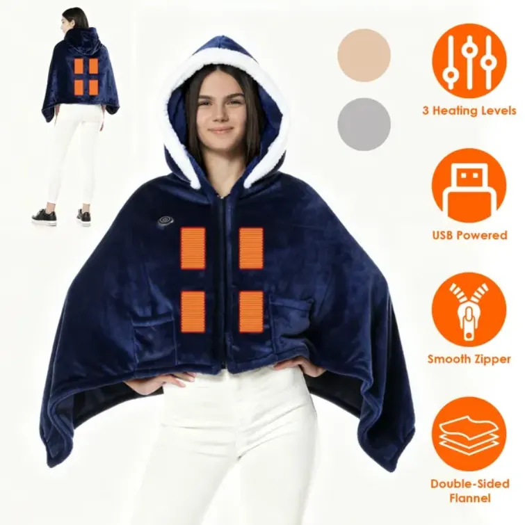 Wearable Heated Throw Blanket Double-sided Flannel Portable — photo 4