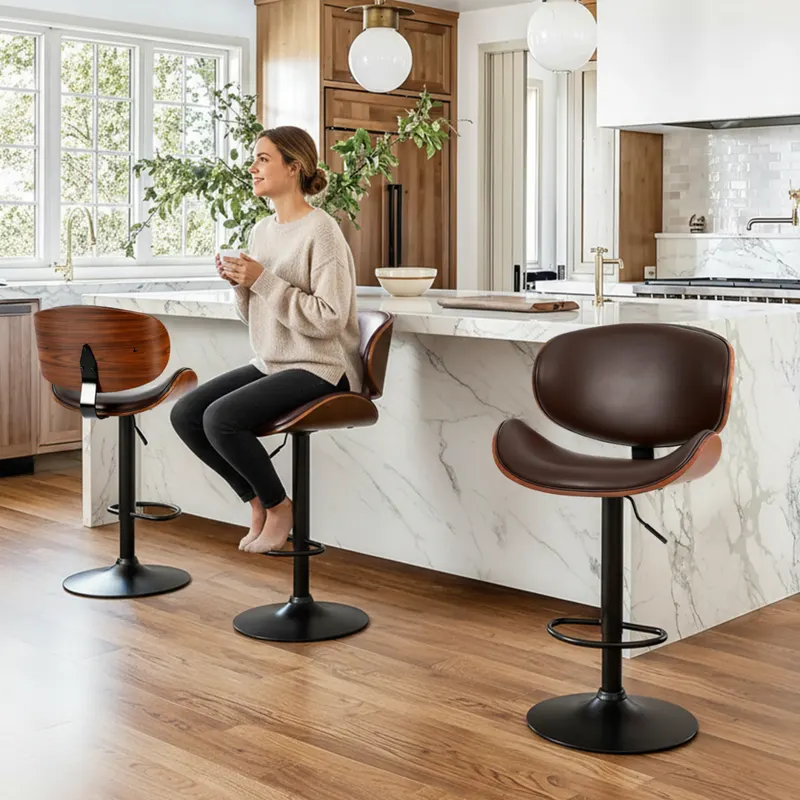 A Set of 2 Rotating Bar Stools with Adjustable Height — photo 3