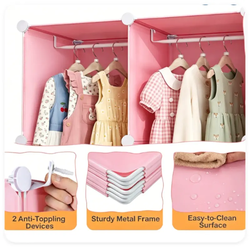 3-Cube Pink Modular Kids Closet — photo 3