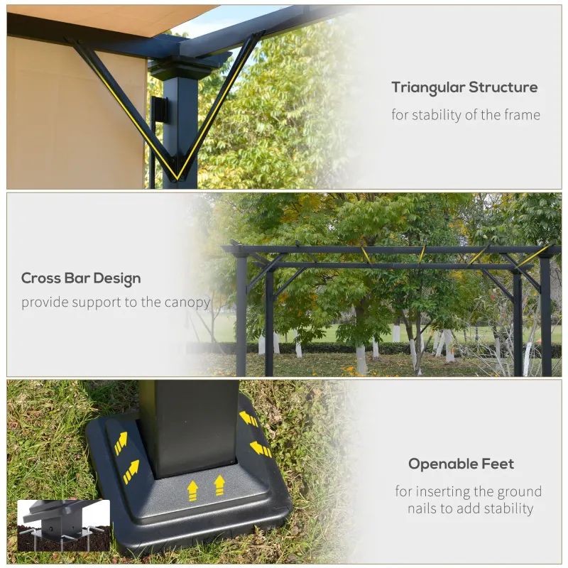 Outdoor Patio Gazebo Pergola with Retractable Canopy Roof — photo 6