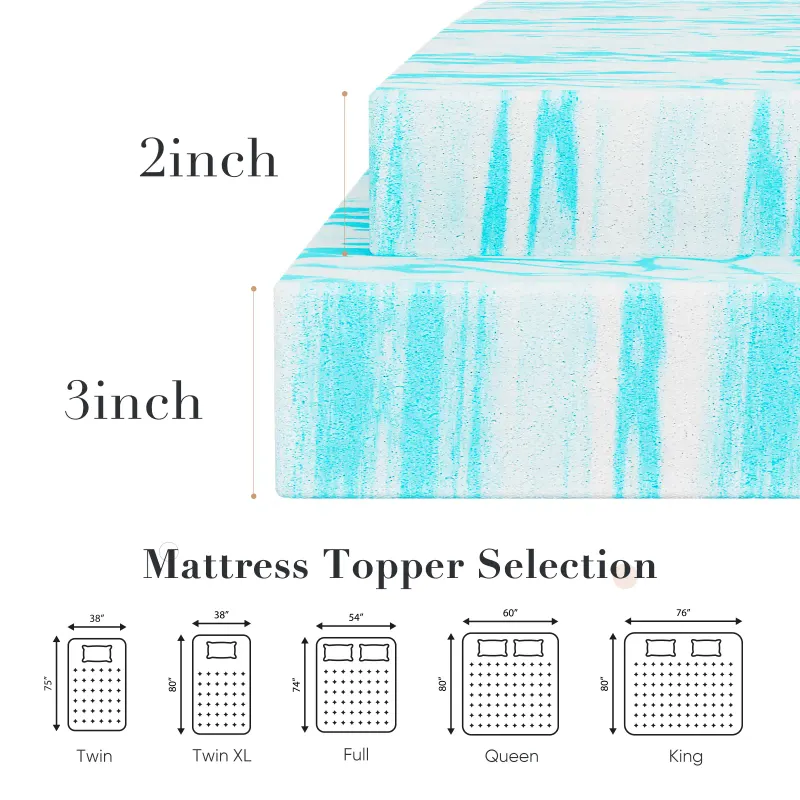 2-3 Inch Gel Memory Foam Mattress Topper Full Size Cooling — photo 6