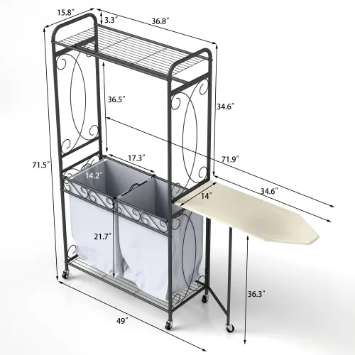 Multi-functional Laundry Hamper Organizer with Hanging Rail — photo 3