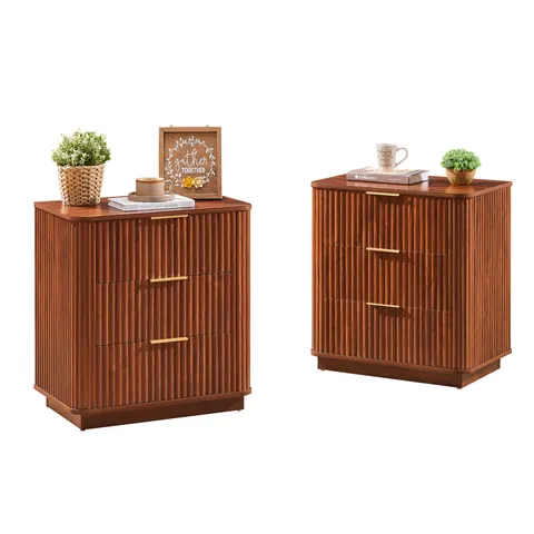 3 Drawers Nightstand Set of 2 — 23.6 Wide Modern Chest