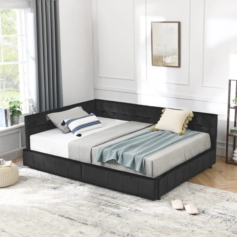 Full Size Storage Upholstered Tufted Bed Frame — photo 5