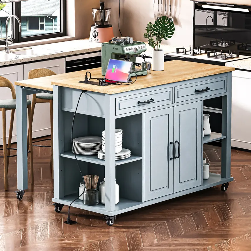 K&k 47 Inch Kitchen Island with Extendable Dining Table — photo 4