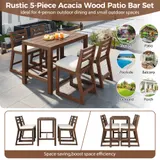 TREXM 5-Piece Rustic Patio Bar Set Patio Table and Chairs Set — photo 3