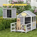 Outdoor Dog House — 61"L Wooden Dog House with Porch — photo 3