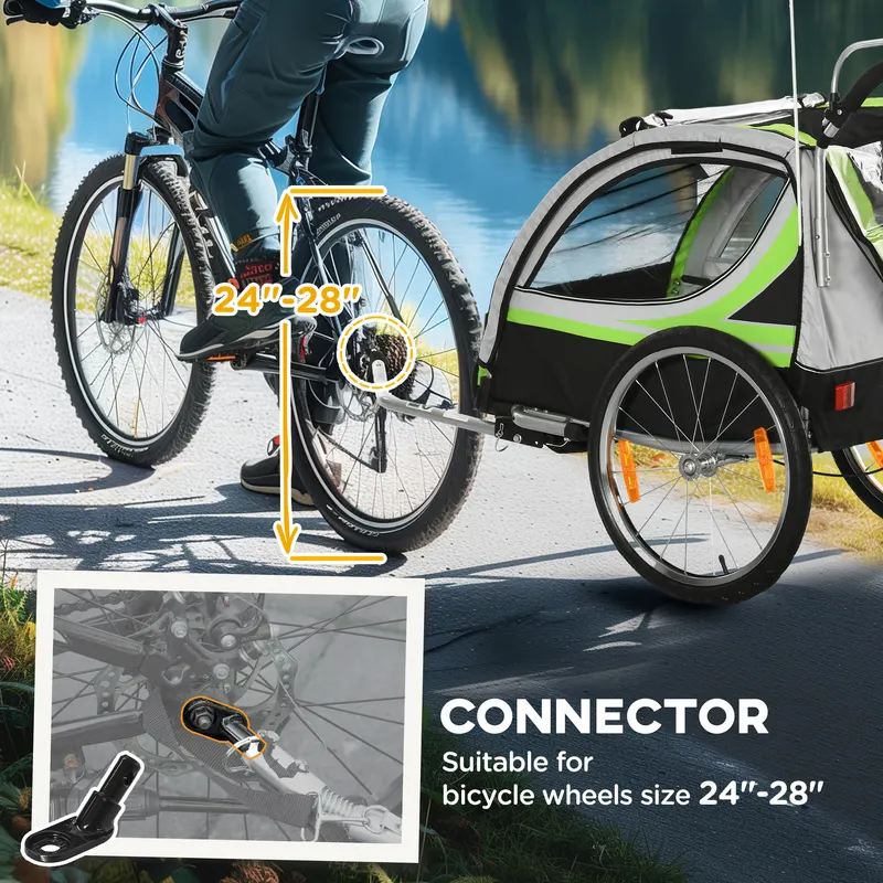 2-in-1 Walk/ride Child Baby Bike Trailer for Kids 2 Seater — photo 3