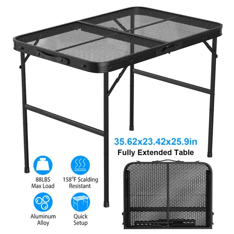 Foldable Camping Table Collapsible Picnic Aluminum Alloy Grill
