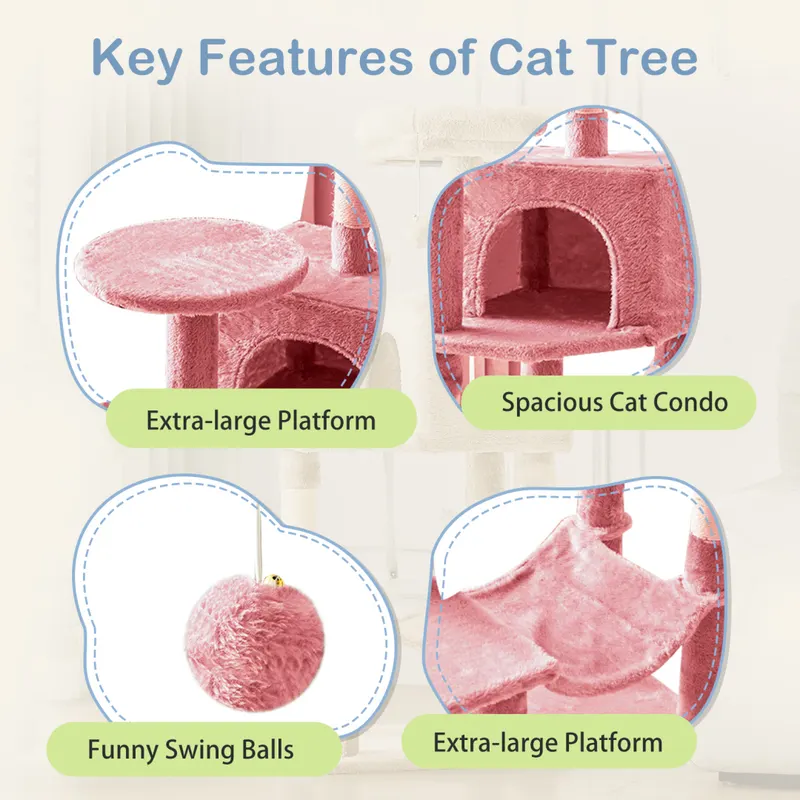 44 Inch Cat Tree Tower — Multi-cat Climbing Tower with — photo 4