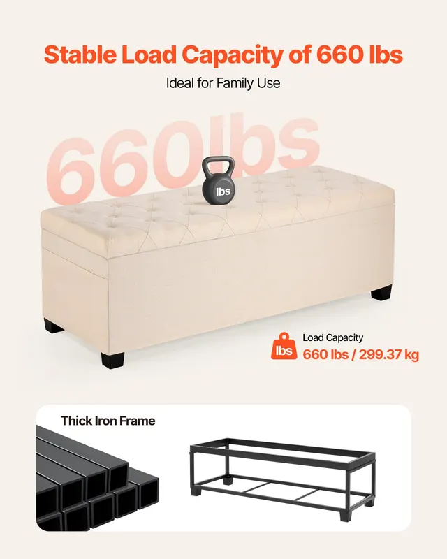 Storage Ottoman Bench β Button-tufted End of Bed Bench with Side β photo 3