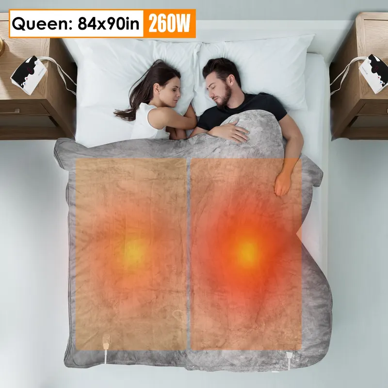Electric Heated King Size Fleece Heated Blanket with Dual