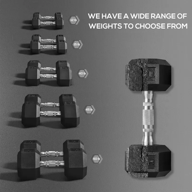 Lbs Hex Dumbbell Set of 2 β Rubber Weights Exercise Fitness β photo 3