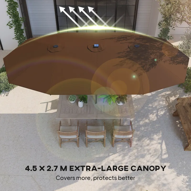 Garden Parasol — Double-sided Sun Umbrella with LED Solar Lights — photo 3