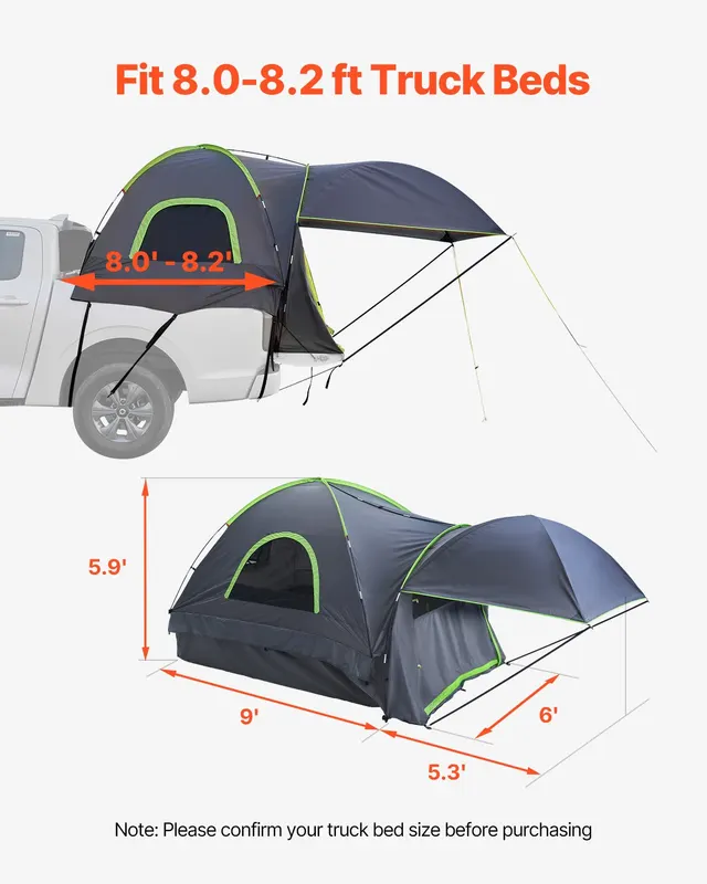 Pickup Truck Tent — Fits 8.0-8.2 Ft Truck Tents for Camping — photo 4