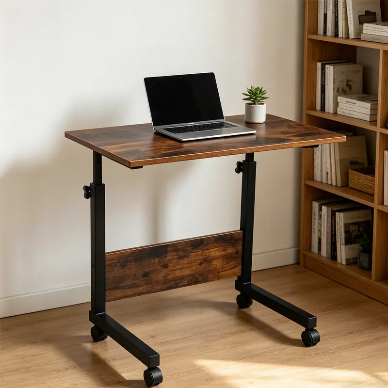 Adjustable Tray Table Rolling Sofa Side Snack Table with Wheels β photo 2