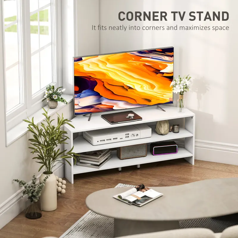 Corner TV Stand — Modern TV Table with 2 Open Shelves for 47 — photo 3