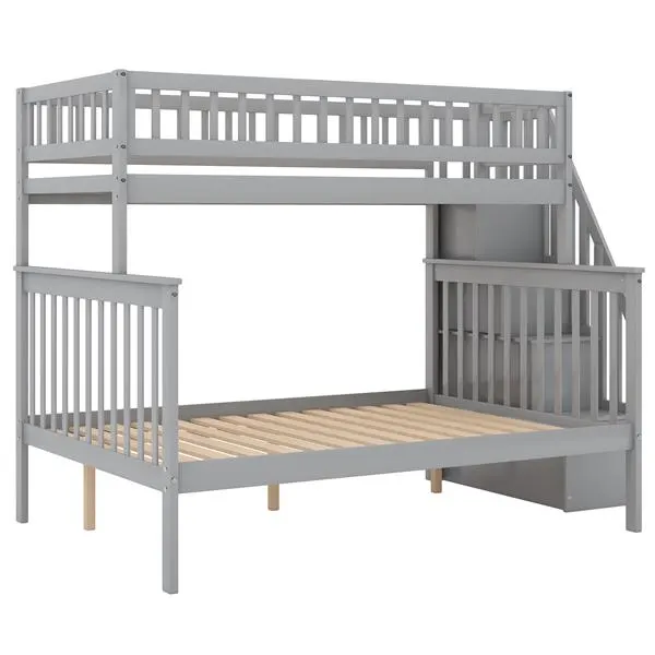 Twin Over Full Stairway Bunk Bed with Storage — photo 4