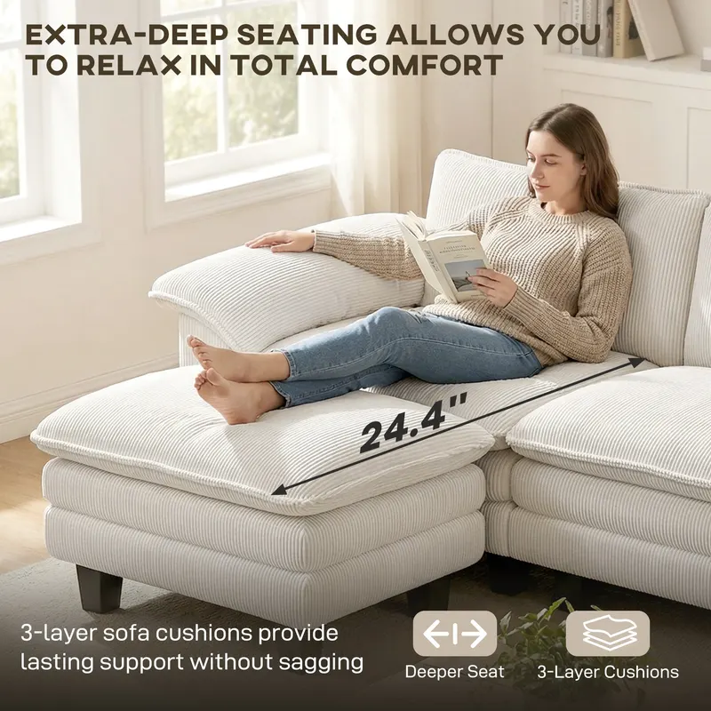 Sectional Sofa β L Shaped Couch with Deep Seat β photo 7