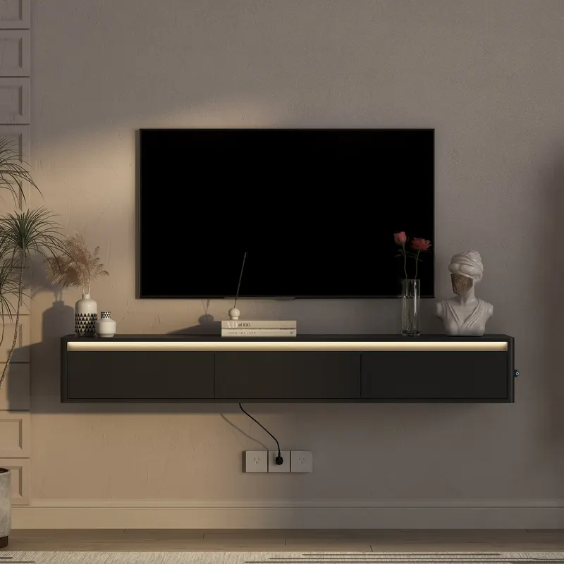 Floating TV Stand — Wall Mounted TV Shelf with Led Lights — photo 4