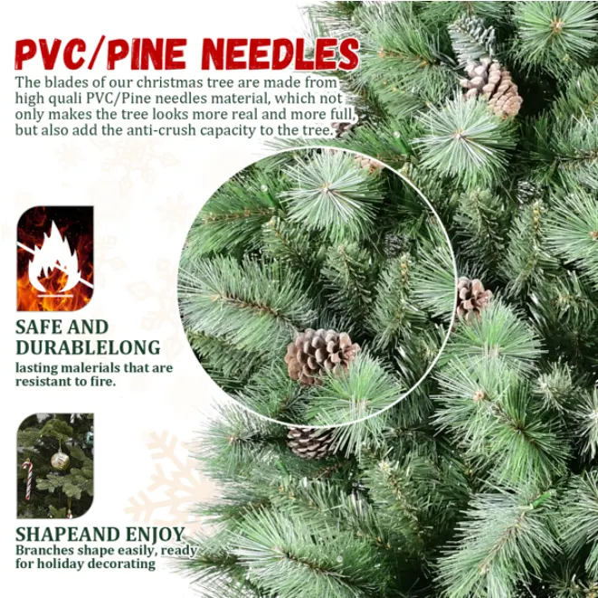 Artificial 7ft Green Christmas Tree with 1348PVC Hard Needle β photo 6