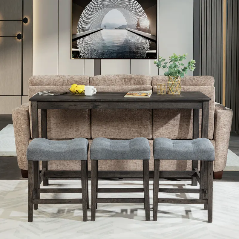 4 Piece Bar Table Set with Power Outlet — photo 2
