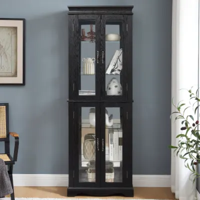 Lighted Glass Curio Display Cabinet