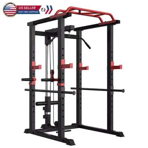 Power Cage Squat Rack Stands Gym Equipment 1000-Pound Capacity