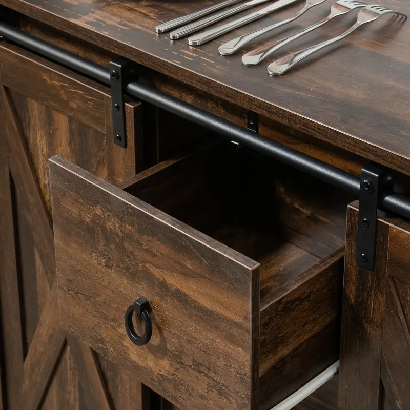 Buffet Cabinet Kitchen Sideboard with Sliding Barn Doors — photo 3
