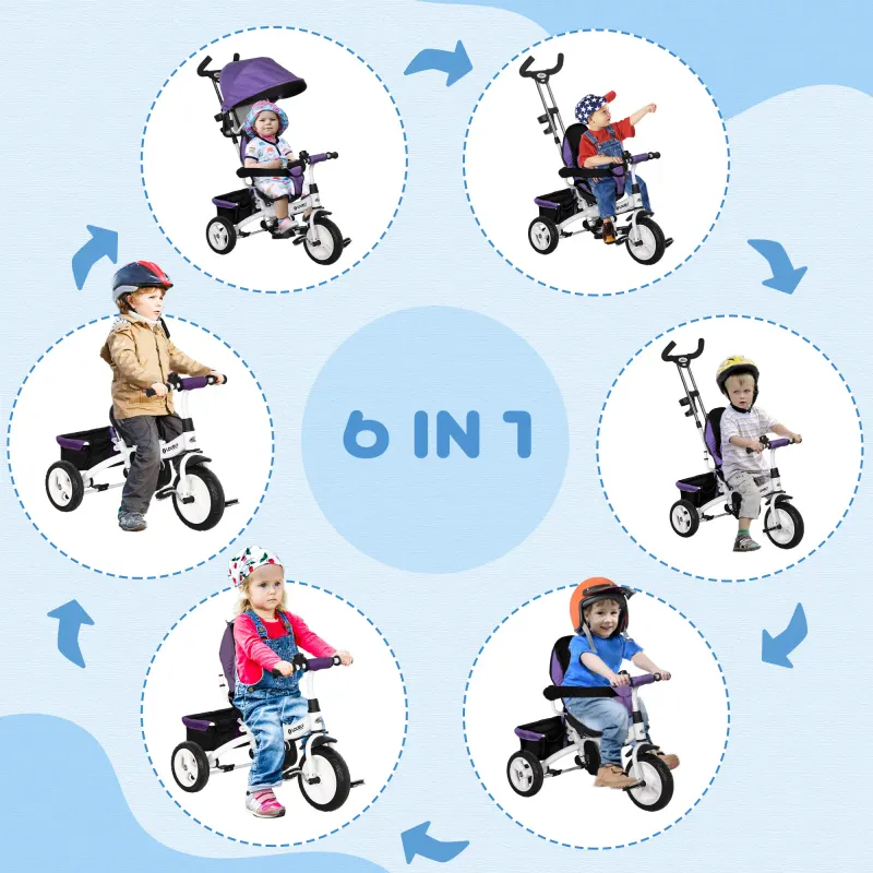 6 in 1 Toddler Tricycle Stroller with Basket β photo 5