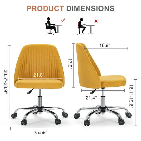 Modern Fabric Armless Adjustable Swivel Office Desk Chairs