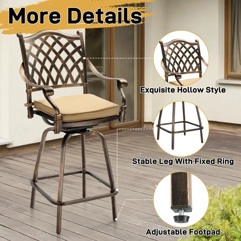 Outdoor Swivel Bar Stools Set of 2 — photo 3