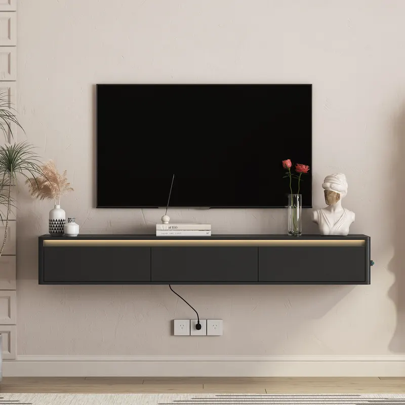 Floating TV Stand — Wall Mounted TV Shelf with Led Lights