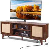 Rattan TV Stand for 75in TV — Boho TV Stand with Rattan Door — photo 1