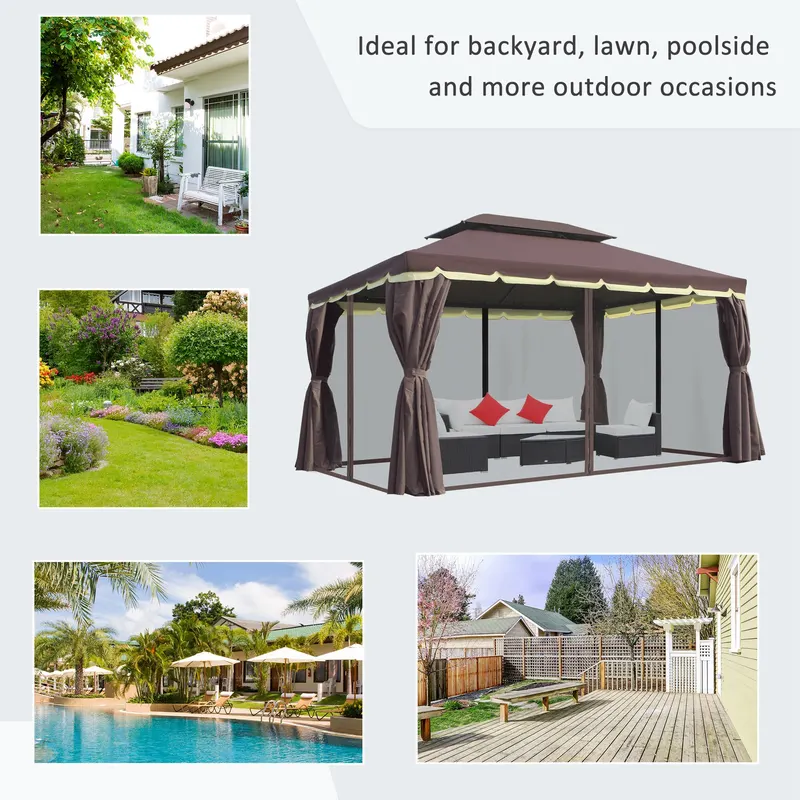 Patio Gazebo β Aluminum Frame Double Roof Outdoor Gazebo Canopy β photo 5