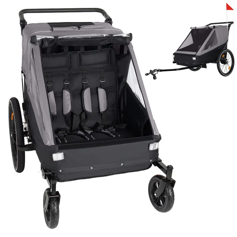2 in 1 Kids Bike Trailer and Stroller for 1 to 2 Children