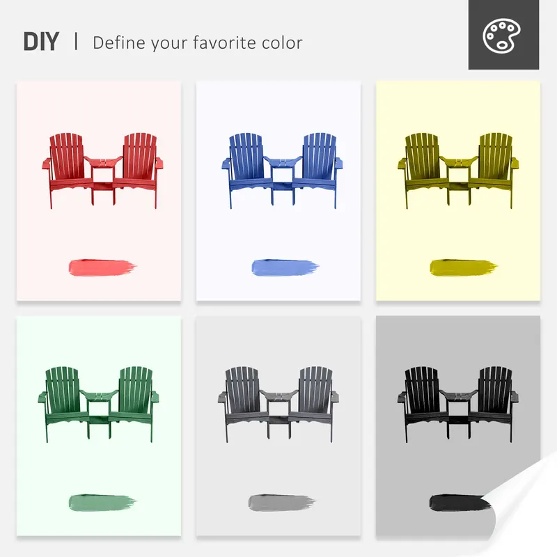 Fire Pit Seating β 2 Wooden Adirondack Chairs with Outdoor Table β photo 7