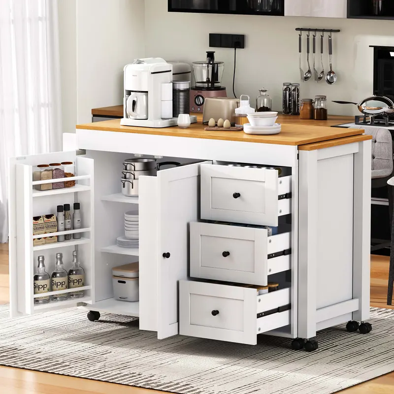 K&k 74.8 Kitchen Island with Extendable Dining Table — photo 4