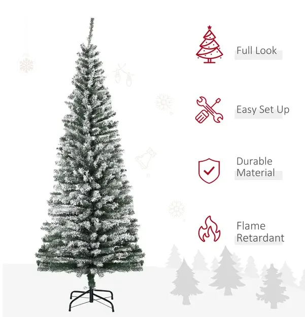 HOMCOM 6ft Artificial Snow Flocked Christmas Tree with Foldable β photo 5