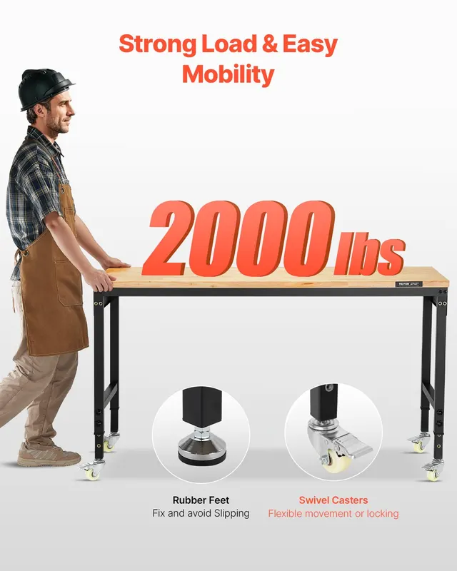 60-Inch Adjustable Workbench — 2000 Lbs Load — photo 5