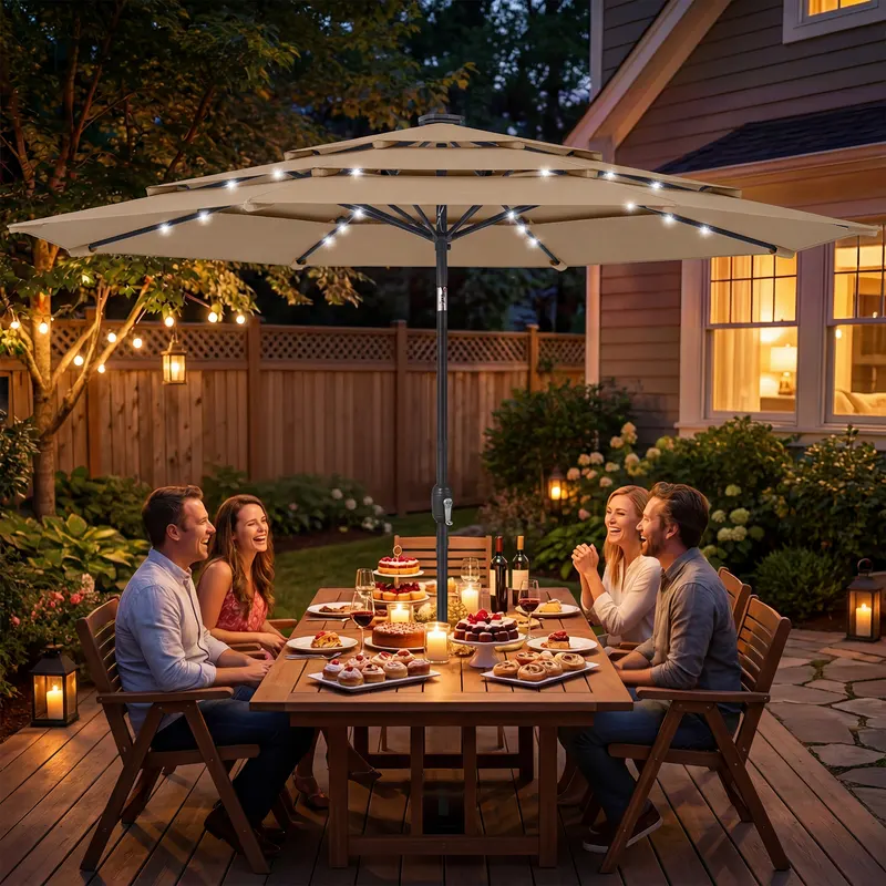 9.7 Ft Outdoor Patio Umbrella with Solar LED Lights β photo 2