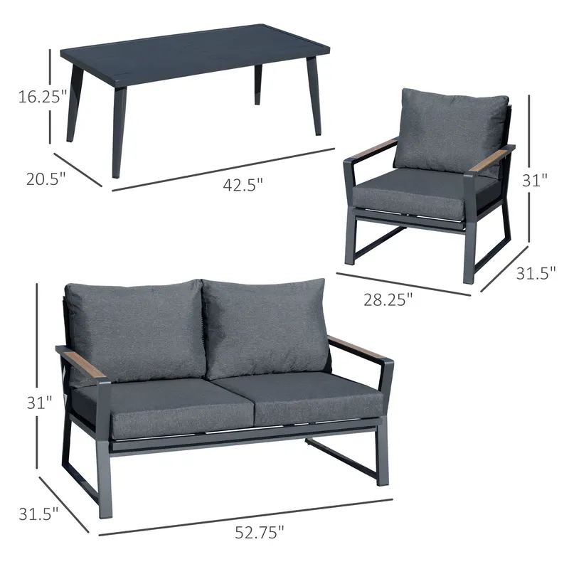 4 Piece Patio Furniture Set β Aluminum Conversation Set β photo 3