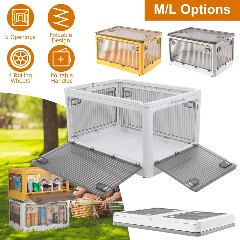 70QT 66L Foldable Storage Bins with Lid 4 Doors Collapsible — photo 7