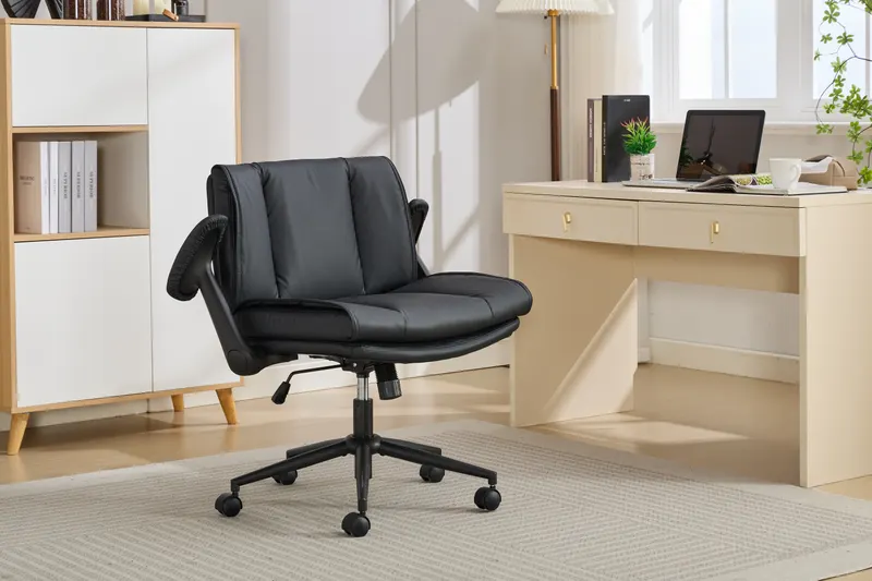 With Flip-up Armrests Leather — Cross Legged Office Chair — photo 4