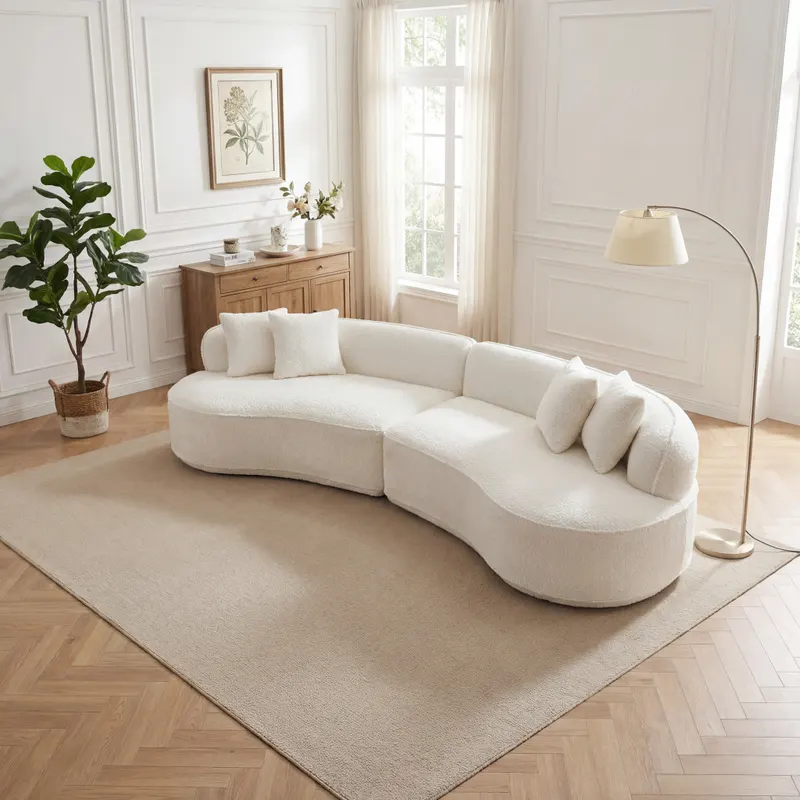 Modern Curved L-shape Luxury Sectional Oversized Sofa Minimalist