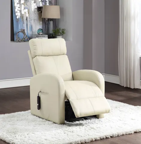 Ricardo Beige Synthetic Leather Power Motion Recliner W Lift