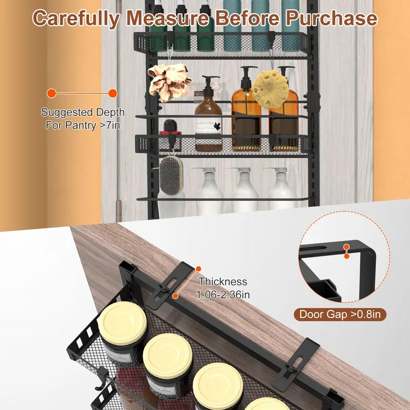 Black-white Options -- 1Pc Over the Door Pantry Organizer 6-Tier — photo 8