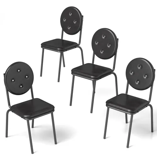 4-piece Bar Stools Faux Leather Dining Chairs with Waterproof