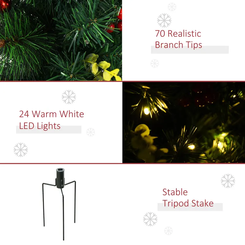 2.5ft 2 Pieces Prelit Artificial Christmas Tree with LED Light — photo 3