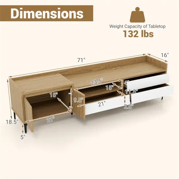 71 Entertainment Center with Drawers & Cabinet — photo 3